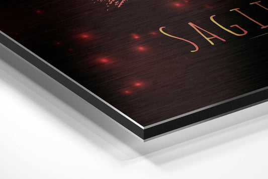 Coral Gold Arrow Sagittarius Sign Brushed Aluminium Dibond Wall Art