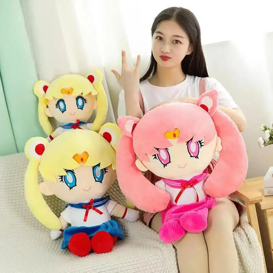 Kawaii Sailor Moon Plush Toy, Moon Cat Moon Hare Cute Girl Heart Filled Anime Doll Bedroom Decoration 25CM