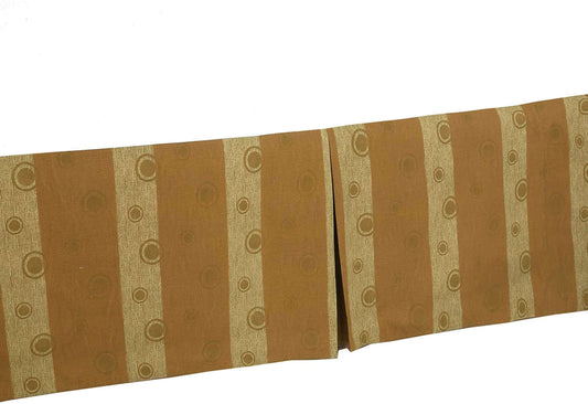 Tailored Bed Skirt Light Brown Tan Striped Circle Pattern Cotton Twill Pleated Dust Ruffle with Split Corners (16" Drop) Otarealm