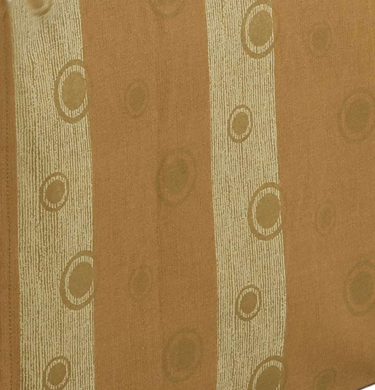 Tailored Bed Skirt Light Brown Tan Striped Circle Pattern Cotton Twill Pleated Dust Ruffle with Split Corners (16" Drop) Otarealm