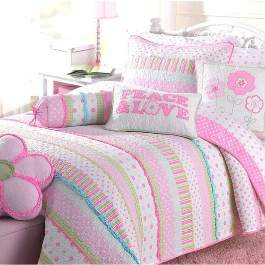 Greta Floral Stripe Pink Embroidered Square Decor Throw Pillow