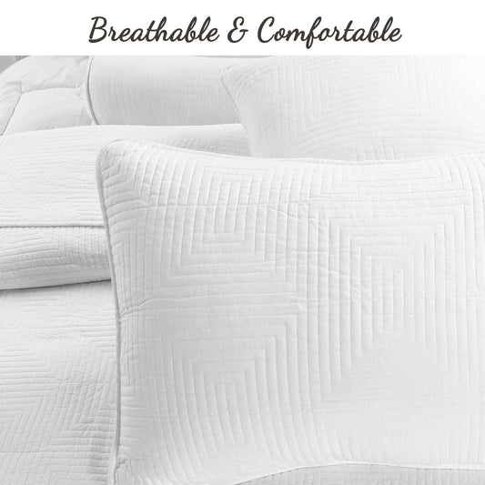 Maze White Cotton Reversible Quilt Bedding Set Otarealm