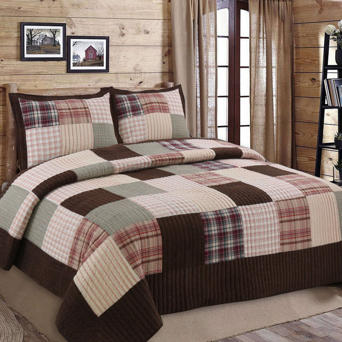 Jakob Plaid Brody Brown Striped Patchwork Window Curtain Panel/Drapes Otarealm