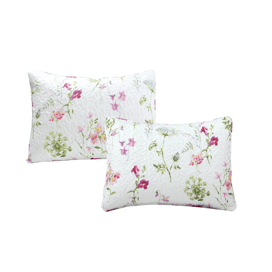 Carlotta Light Pink Blue Floral Print Microfiber Reversible DayBed Quilted Bedding Set Otarealm