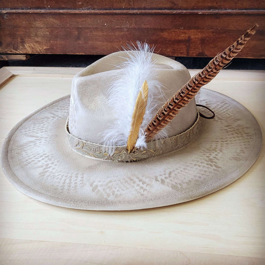 Hand-Painted Python Boho Western Cowgirl Hat & Band-Gold 987e Otarealm