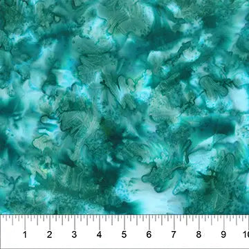 Blue Green Ocean Mist Cotton Batik Wideback Fabric per yard