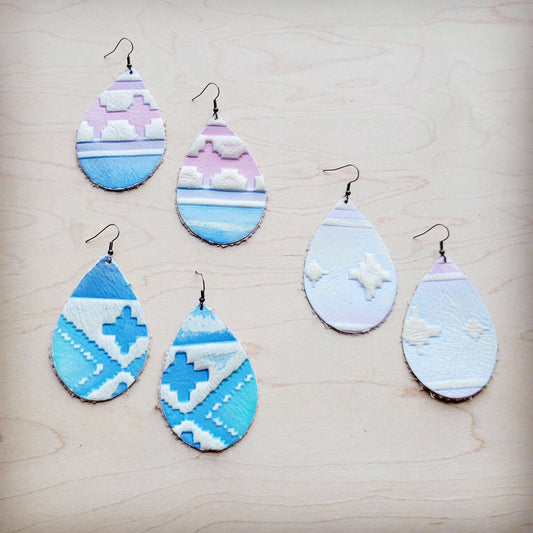 **Leather Teardrop Earring- Pastel Navajo 224y Otarealm