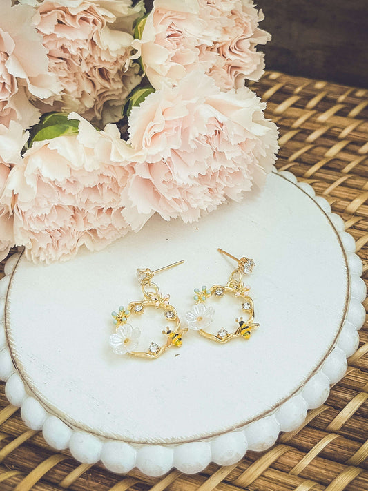 Gold Bumble Bee Earrings Otarealm