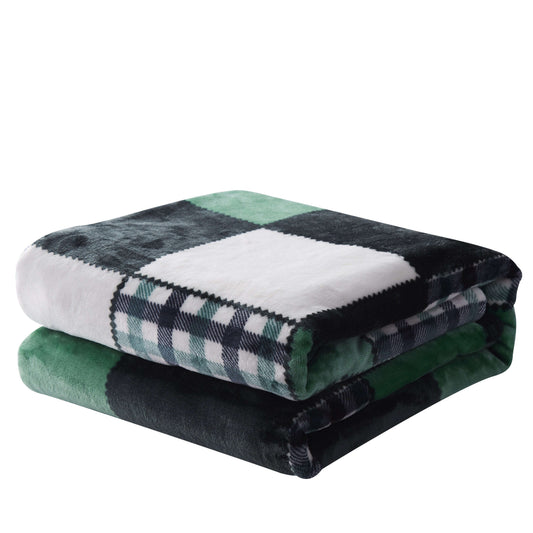 Tache Forest Green Plaid Flannel Throw Blanket (4023) Otarealm