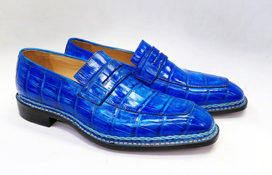 Maurice Carolina Custom Made Alligator Loafer - Cobalt Blue