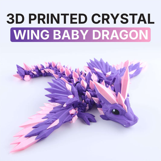 3D Printed Crystal Wing Baby Dragon Fidget Toy – Articulated Fantasy Desk Toy Gift Otarealm