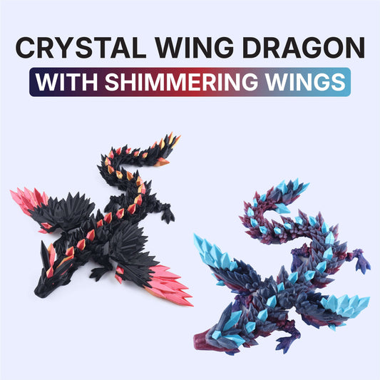 3D Printed Crystal Wing Dragon Fidget Toy – Articulated Fantasy Desk Toy Gift Otarealm