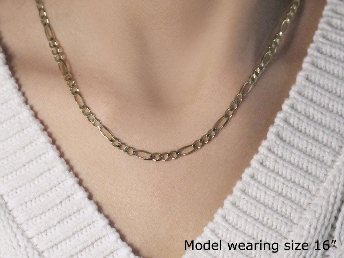 3.8mm 14k Yellow Gold Solid Figaro Chain Otarealm