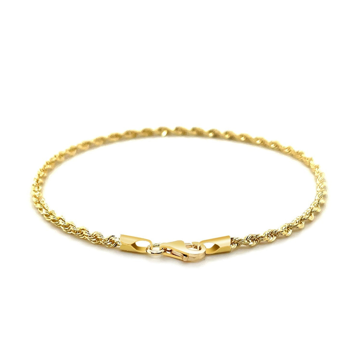 2.5mm 14k Yellow Gold Solid Diamond Cut Rope Bracelet Otarealm