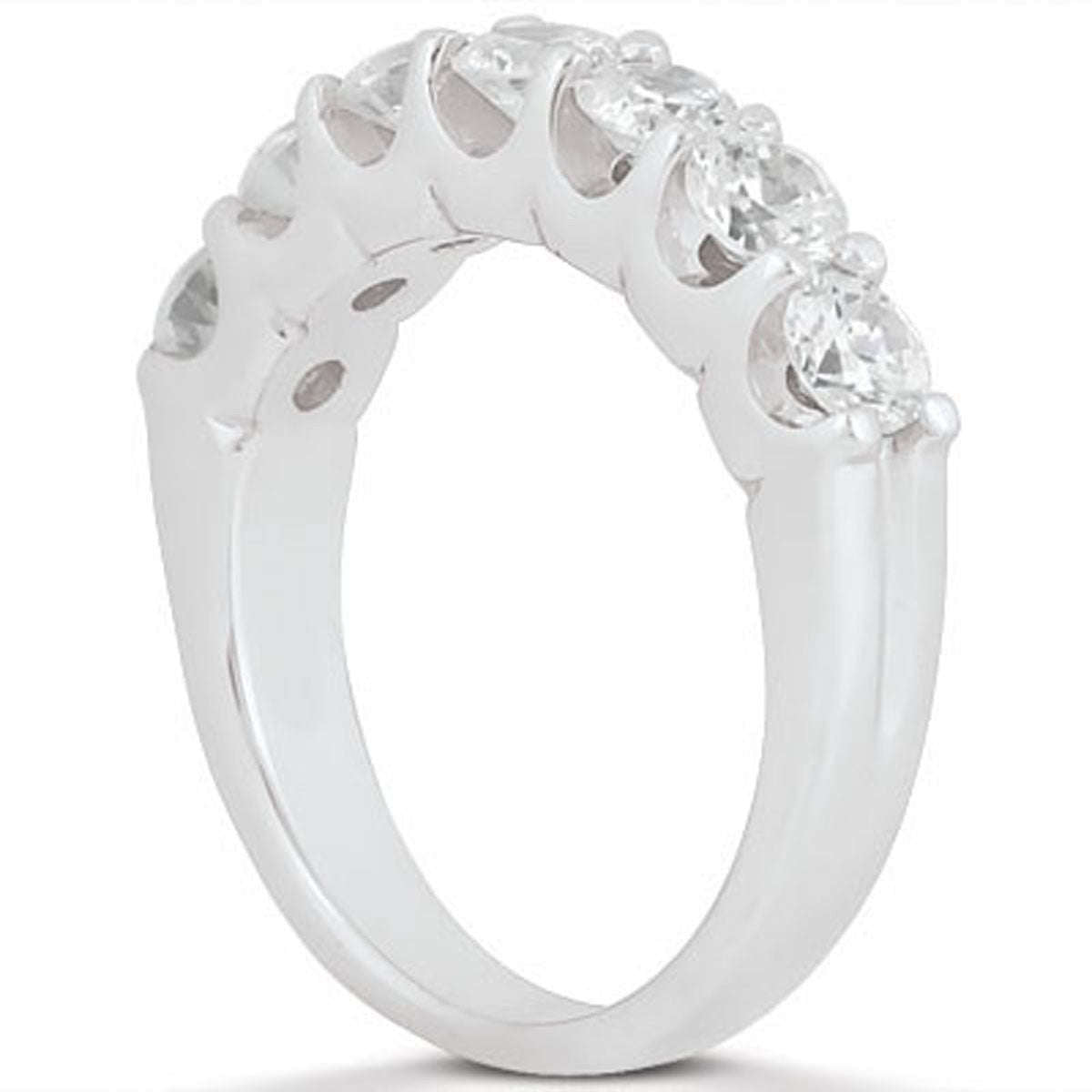 14k White Gold Diamond Scalloped Shared U Prong Setting Wedding Ring Band Otarealm