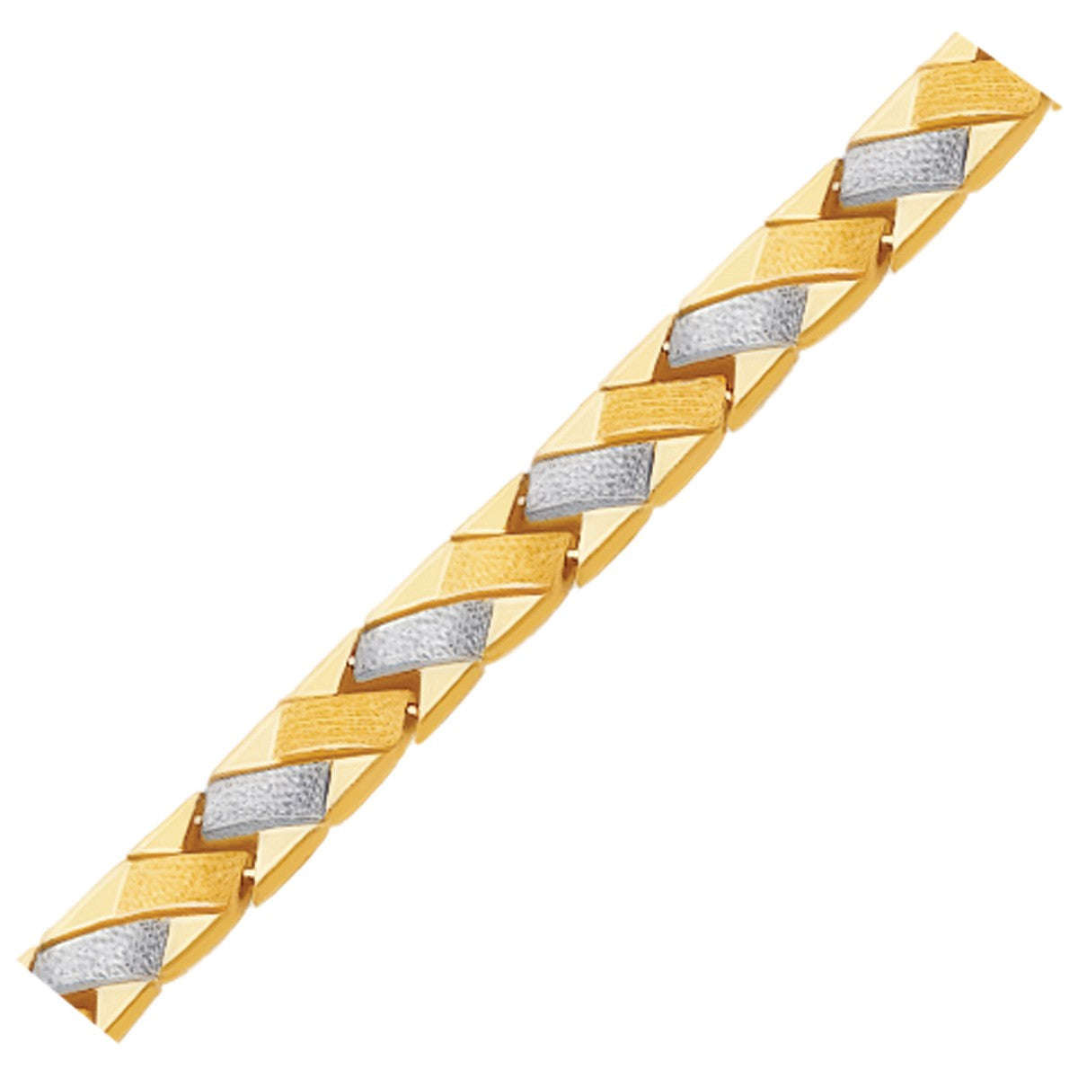 14k Two-Tone Gold Fancy Weave Bracelet with Contrasting Finish Otarealm