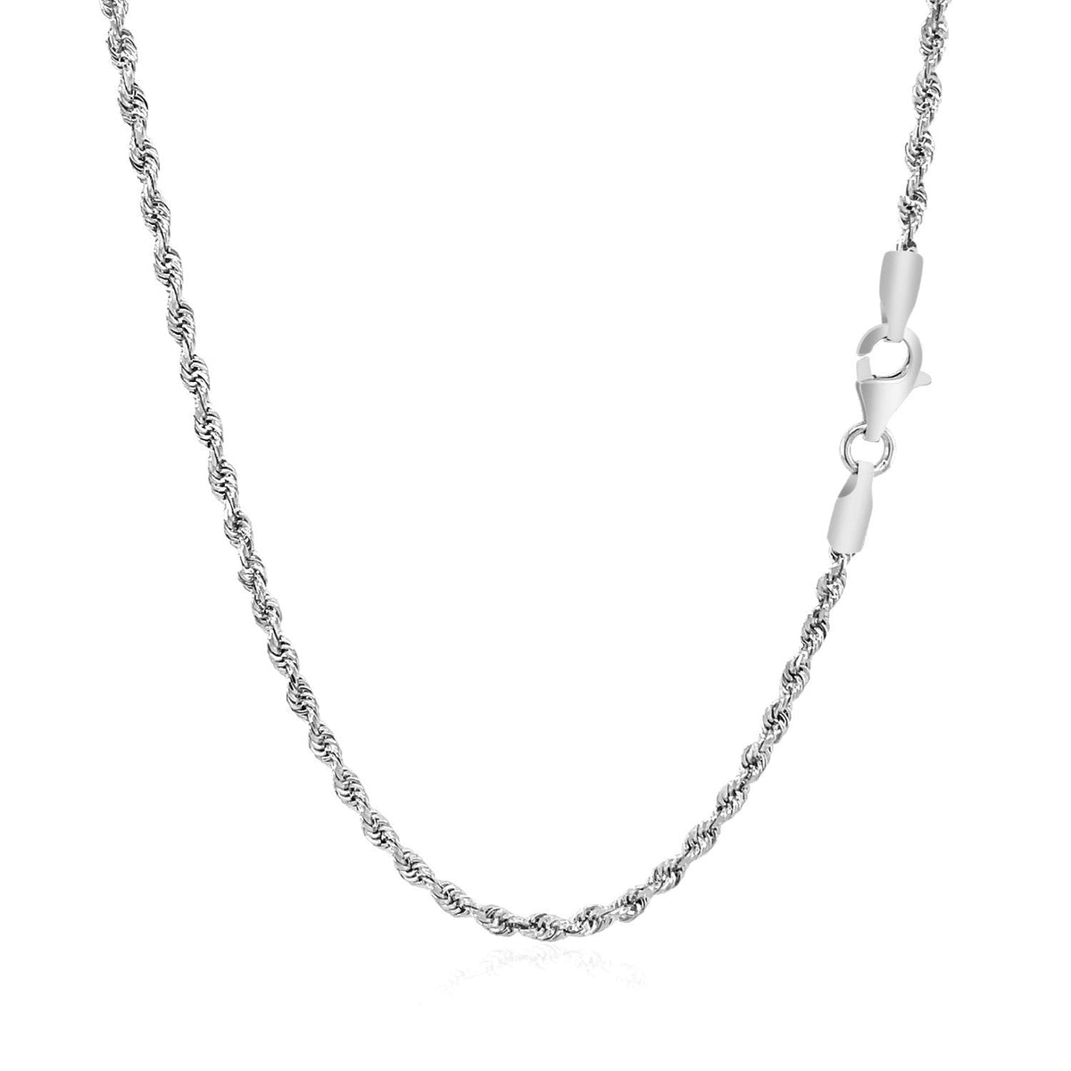 2.25mm 14k White Gold Solid Diamond Cut Rope Chain Otarealm