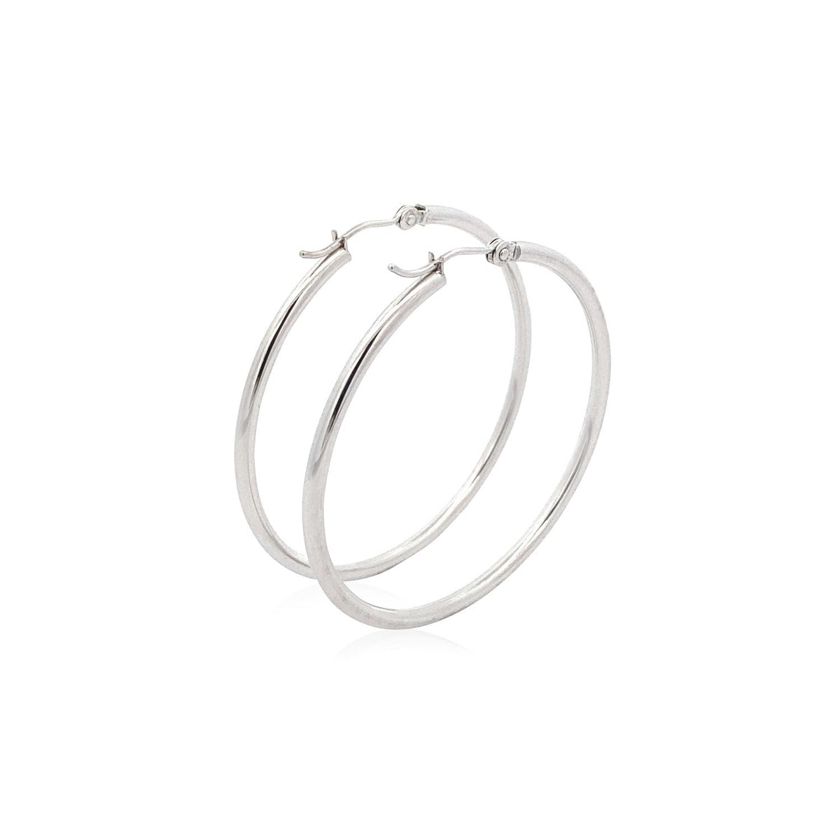 14k White Gold Polished Hoop Earrings (40 mm) Otarealm