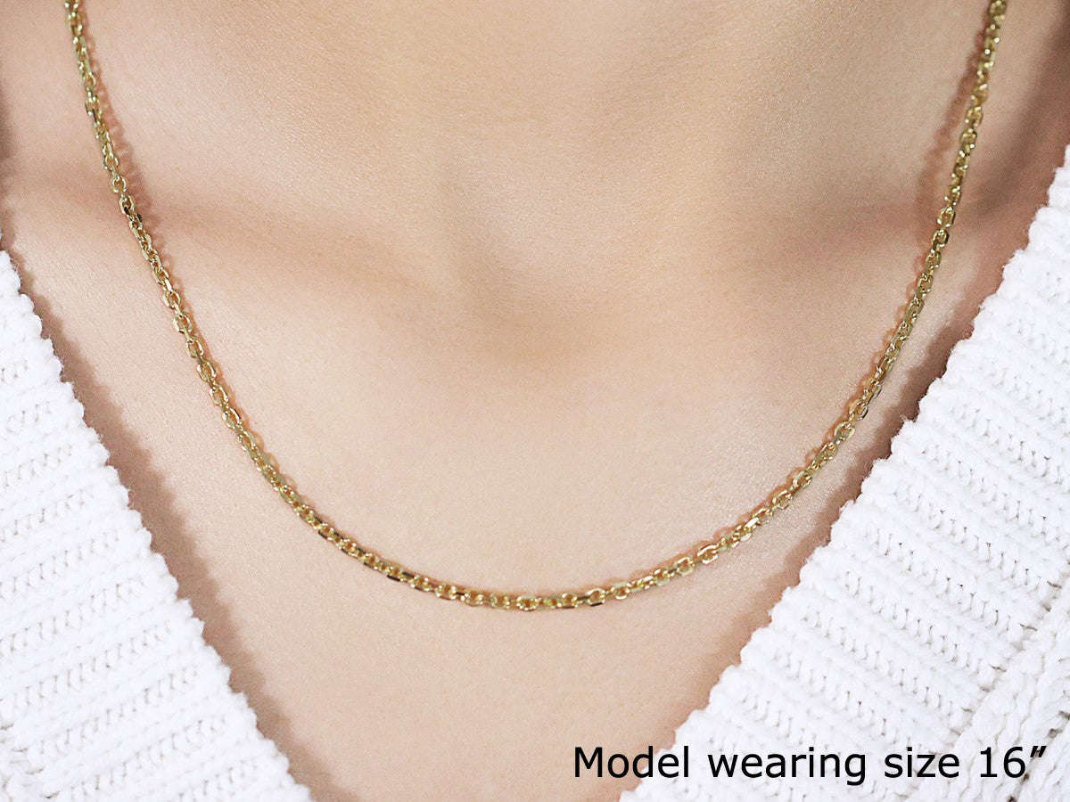 2.6mm 14k Yellow Gold Diamond Cut Cable Link Chain Otarealm
