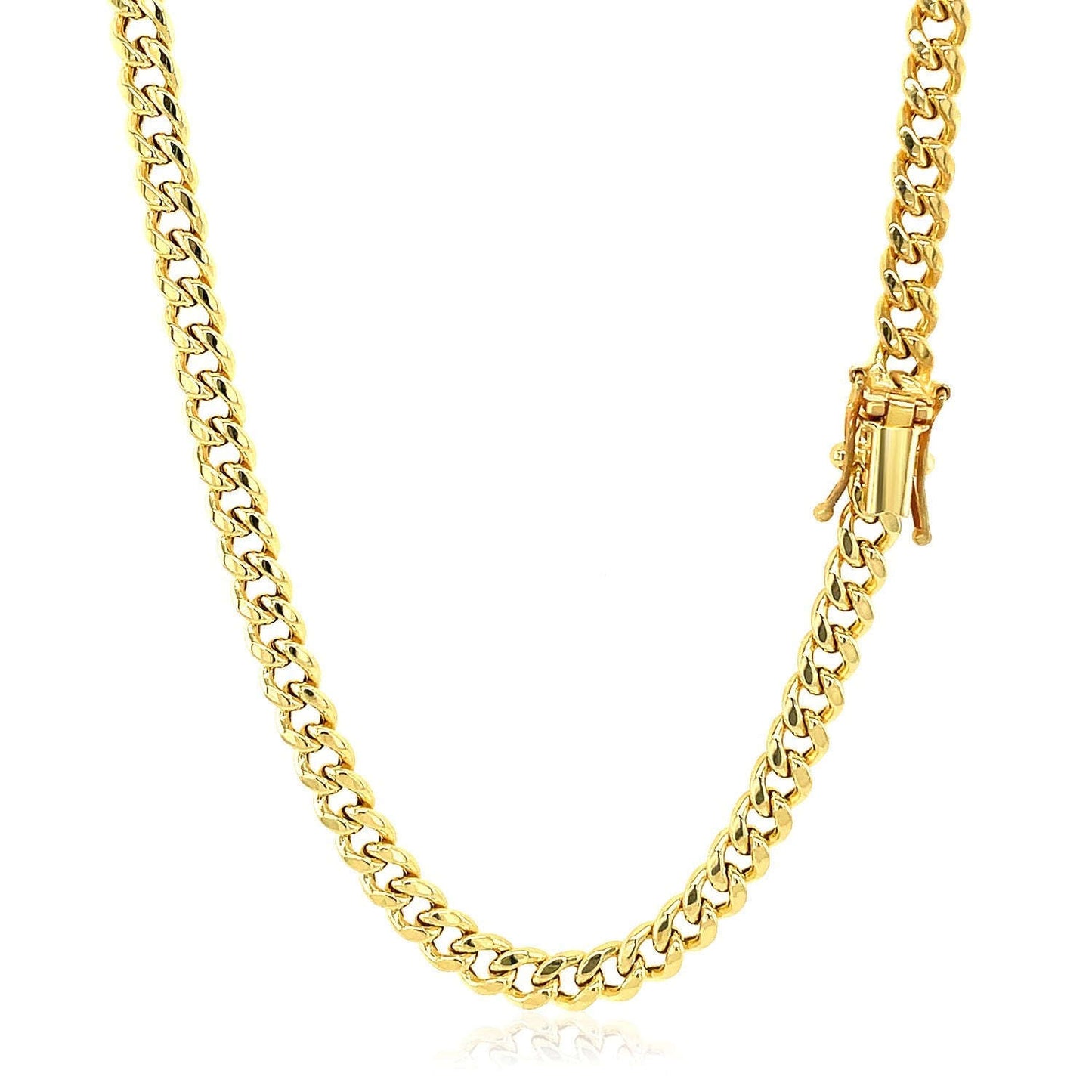 4.5mm 14k Yellow Gold Semi Solid Miami Cuban Chain Otarealm