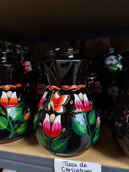 Hand-Painted Black Ceramic Pitcher Set Otarealm