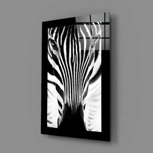 Backlit Zebra Gaze Glass Wall Art