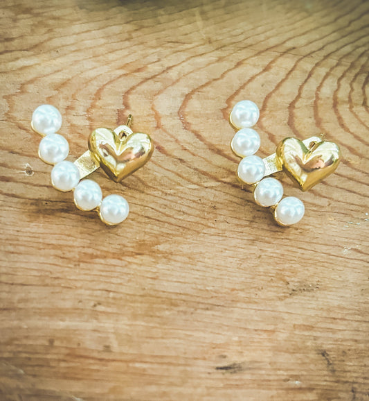 Sweetheart Pearl Jacket Earrings