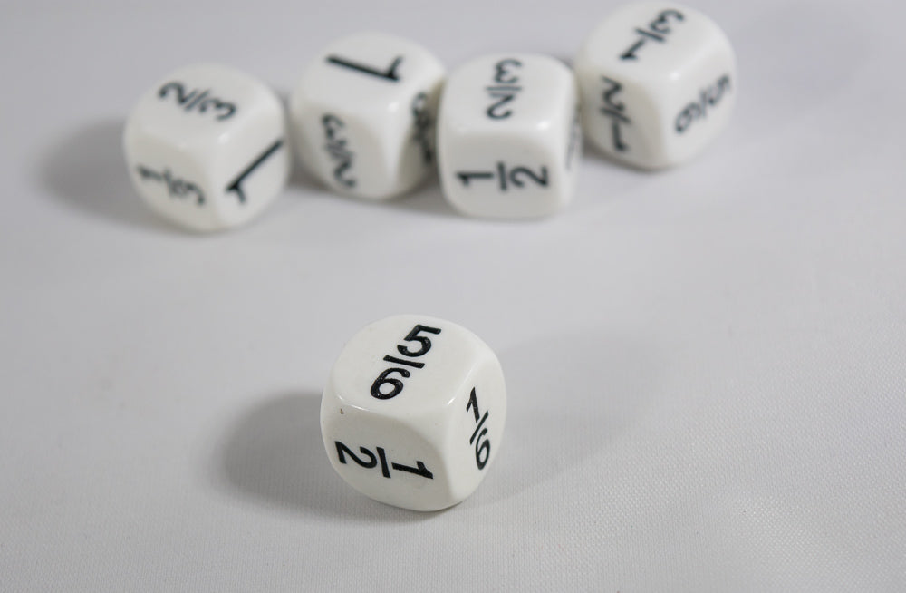Math Fractions Dice Kids Math Dice Game 1, 1/2, 1/3, 2/3, 5/6, 1/6