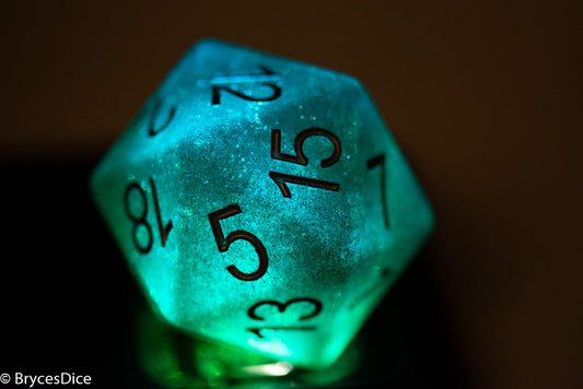 Green/Blue Jumbo D20 38MM, Big Size 20 Sides Dice Big 20 Faces Cube 1.5 inch Bescon