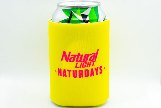 Natural Light Naturdays Cooler Fits 12 oz Aluminum Can Coozie Pink Yellow