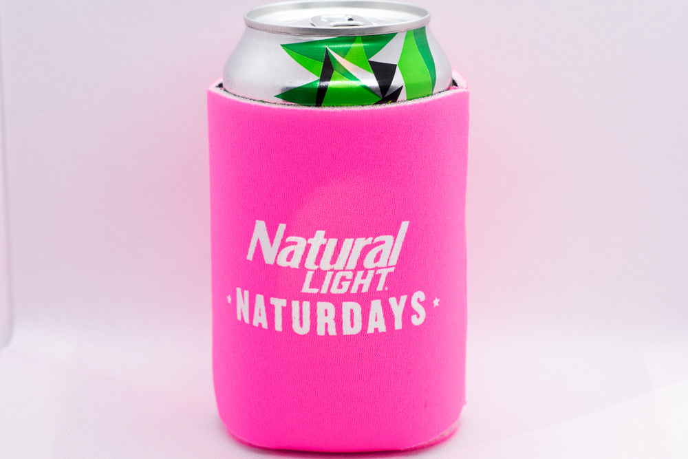 Natural Light Naturdays Cooler Fits 12 oz Aluminum Can Coozie Pink White