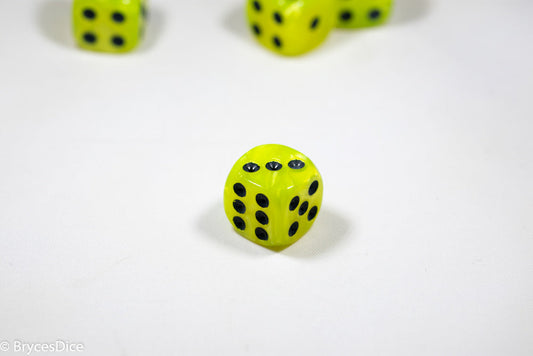Pearl/Swirl Pipped d6 Dice Orange/Pink/Maroon/Electric Yellow/Brown/Blue/Green/Cranberry 16mm (SOLD BY PIECE)