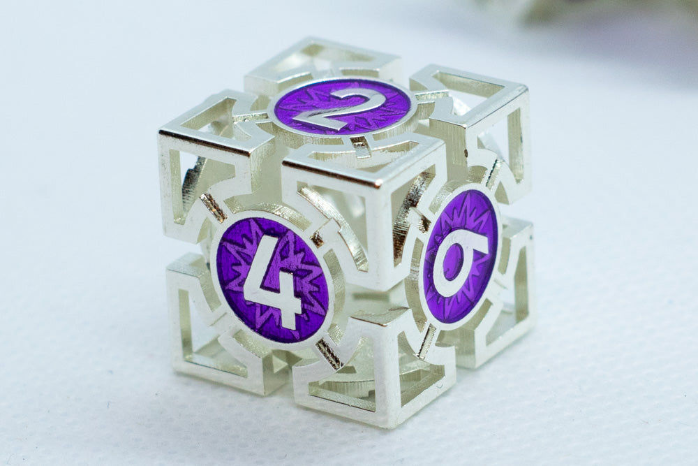 Single d6/d20 Guardian Silver w/Purple Deadly Arrow Dice Otarealm