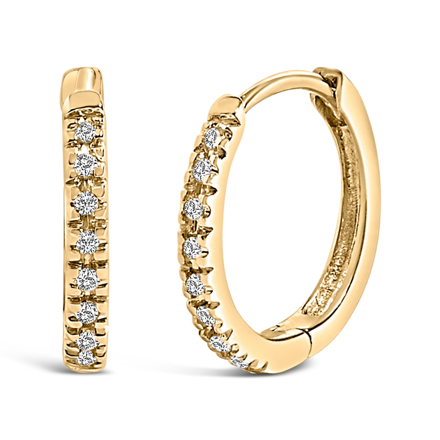 14K Rose Gold 1/5 CTW Diamond Huggie Hoop Earrings Otarealm