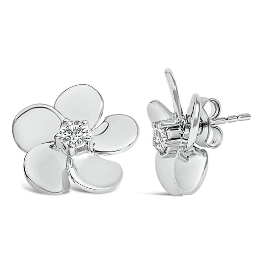 10K White Gold 1/3 Cttw Lab Grown Diamond Flower Petal Stud Earrings Otarealm