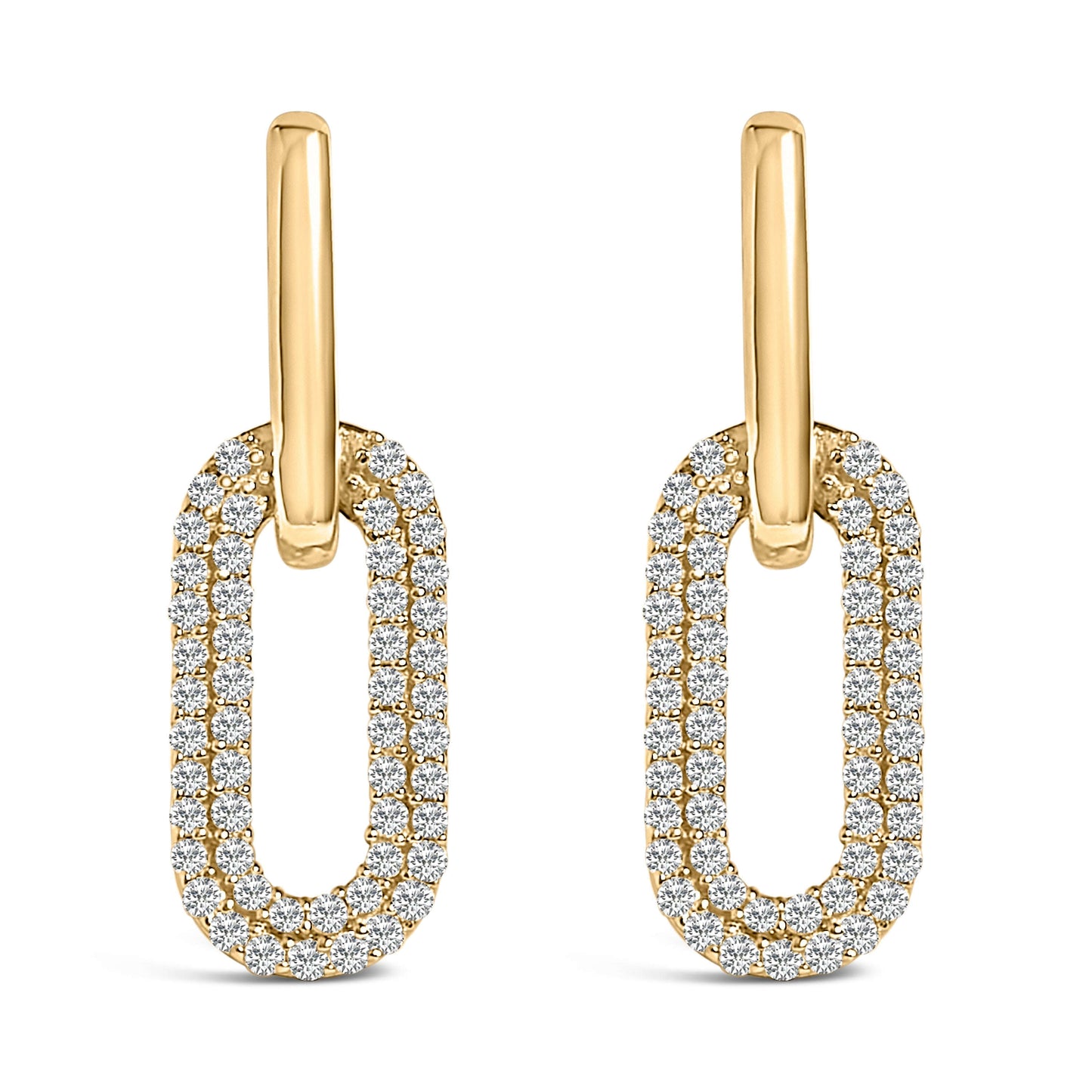 10K White Gold 1/2 Cttw Lab Grown Diamond Dangling Paperclip Drop Earrings Otarealm