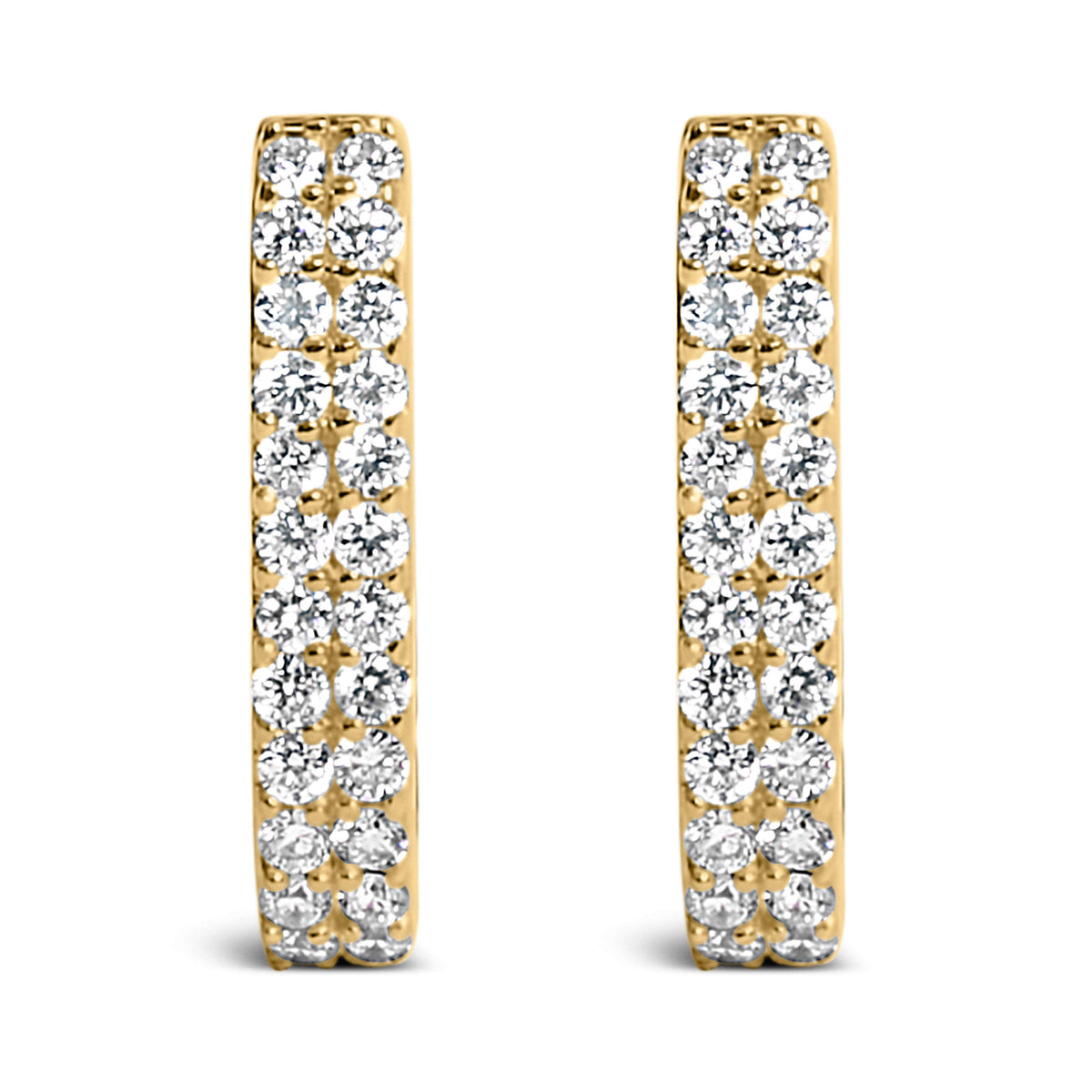 10K White Gold 1/4 Cttw Lab Grown Diamond Double Row Huggie Hoop Earrings Otarealm