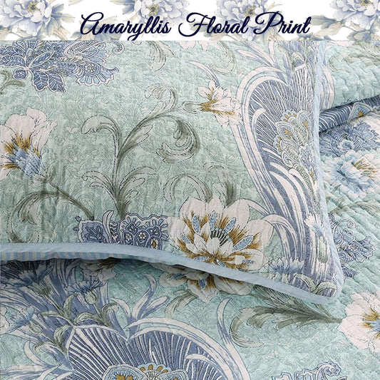 Porcelain Vase Cotton 3-Piece Reversible Quilt Bedding Set Otarealm