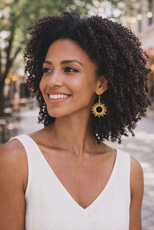 Beautiful Gold Sun Burst Earrings Otarealm