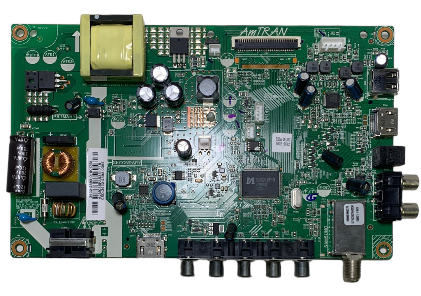 Vizio 3632-2892-0395 Main Board / Power Supply for D32HN-D0 (LAUSUKAR Serial) Otarealm