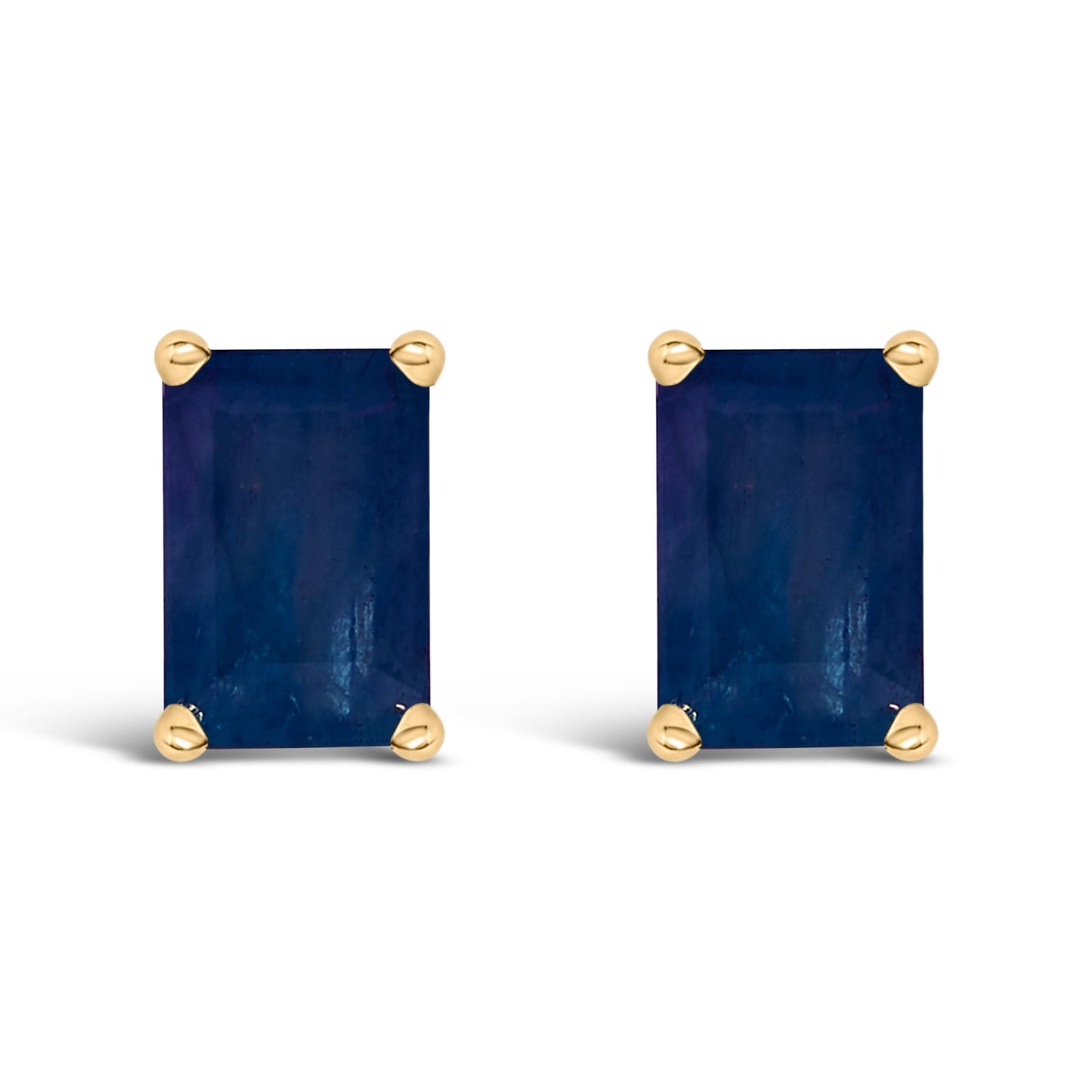 14K White Gold 6x4MM Emerald Shaped Amethyst Solitaire Stud Earrings Otarealm