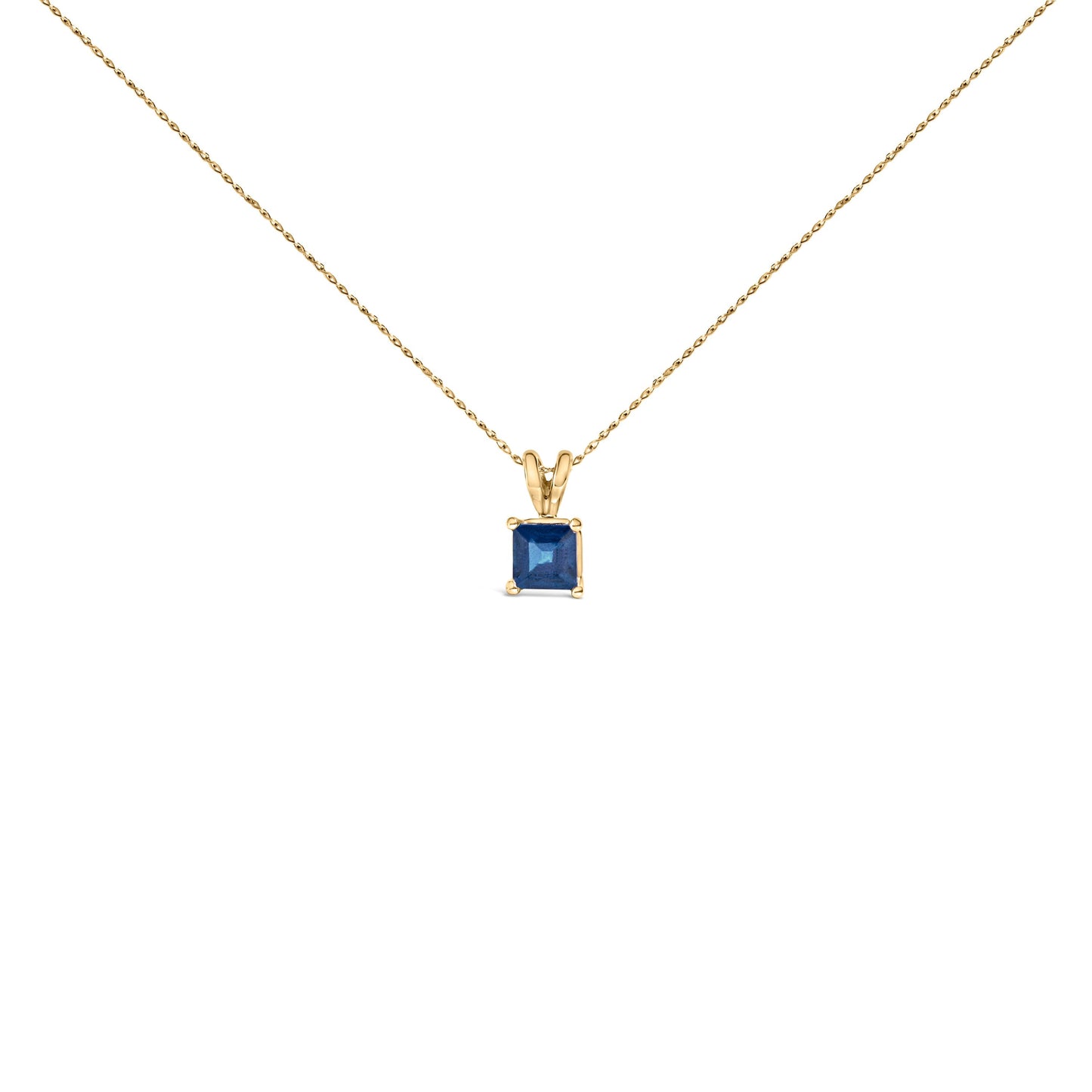 14K White Gold 5x5 MM Square Shaped Purple Amethyst Solitaire Pendant Necklace Otarealm