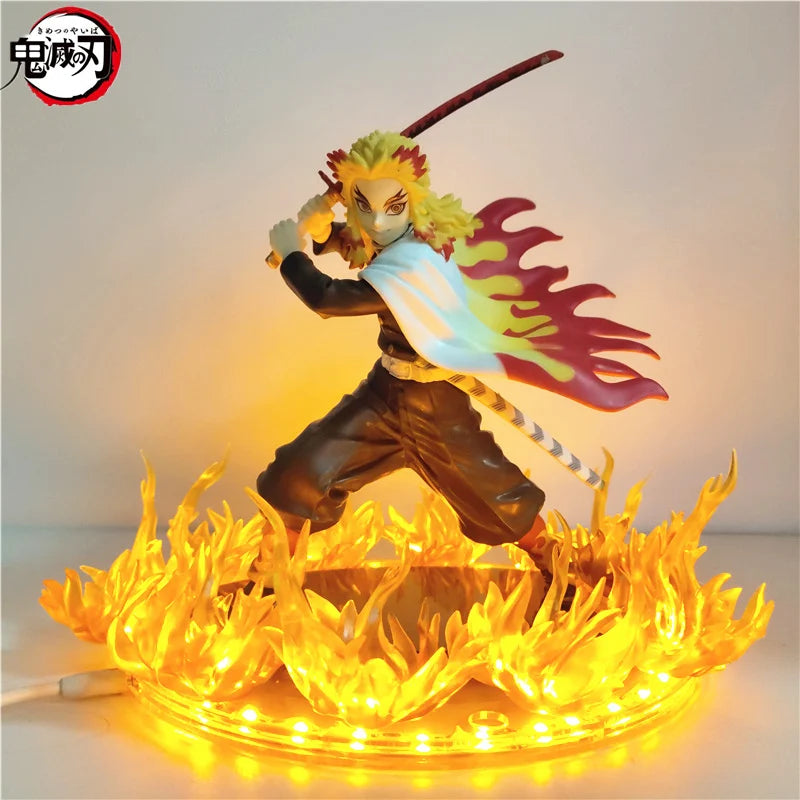 Rengoku Kyoujurou Anime LED Figurines, Demon Slayer Fire Breathing Hashira Action Figures Toys Kimetsu no Yaiba 21 cm