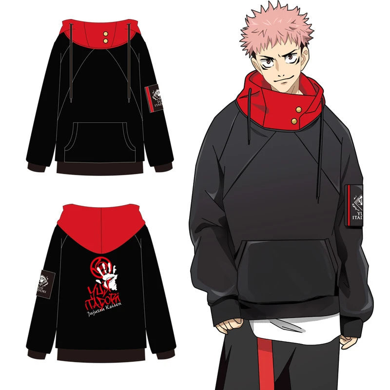Itadori Yuji Anime Hoodies Sweater Cosplay, Jujutsu Kaisen JJK Adult Unisex Pullover Casual Top