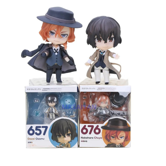 Action Figures Bungo Stray Dogs, Dazai Osamu, Nakahara Chuuya, Kawaii Chibi Cute Anime Figurines 10 cm