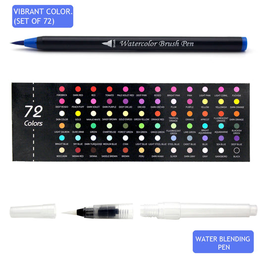 Watercolor Marker Set – 20, 48, 72 Colors Felt-Tip Brush Pens for Kids & Art Projects