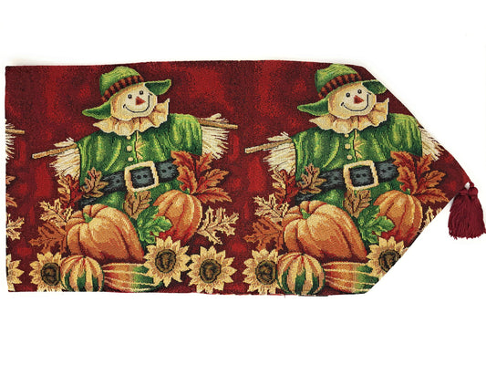 Tache Pumpkin Patch Scarecrow Autumn Harvest Woven Tapestry Table Runners (12921TR) Otarealm