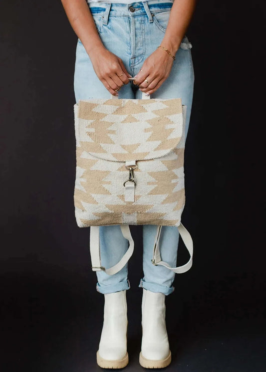 Cream & Tan Aztec Backpack Otarealm