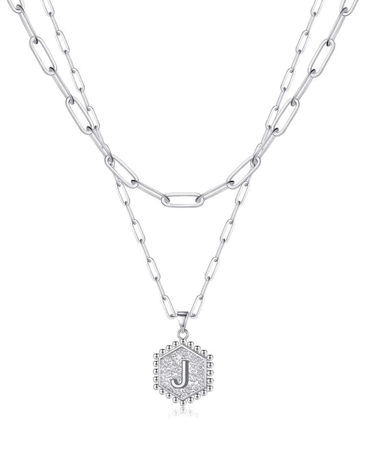 Beautiful Silver Layered Initial Necklaces (A-Z) Otarealm