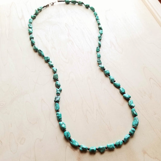 Long Boho Turquoise Beaded Necklace 248c*